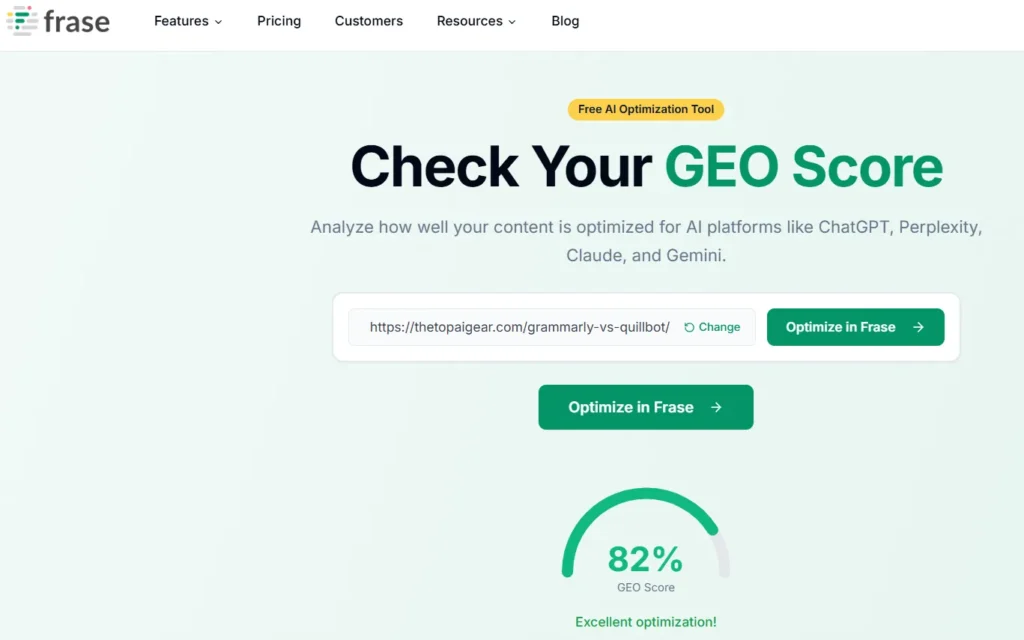 Frase free AI writing assistant for SEO and content optimization