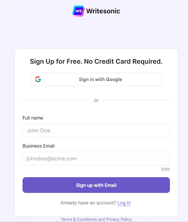 Writesonic free AI writing assistant no credit card required for content generation