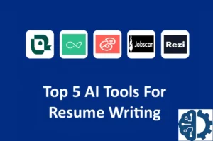 Top 5 AI tools for resume writing featured image showing popular AI resume builders