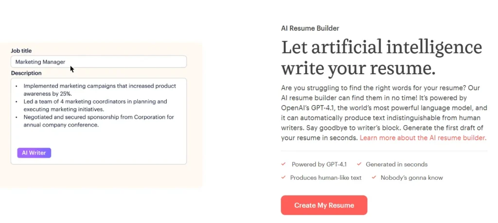 Kickresume – AI resume and cover letter builder for students and professionals